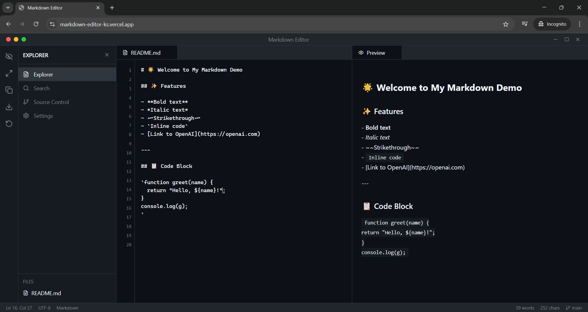 Markdown Editor screenshot 2