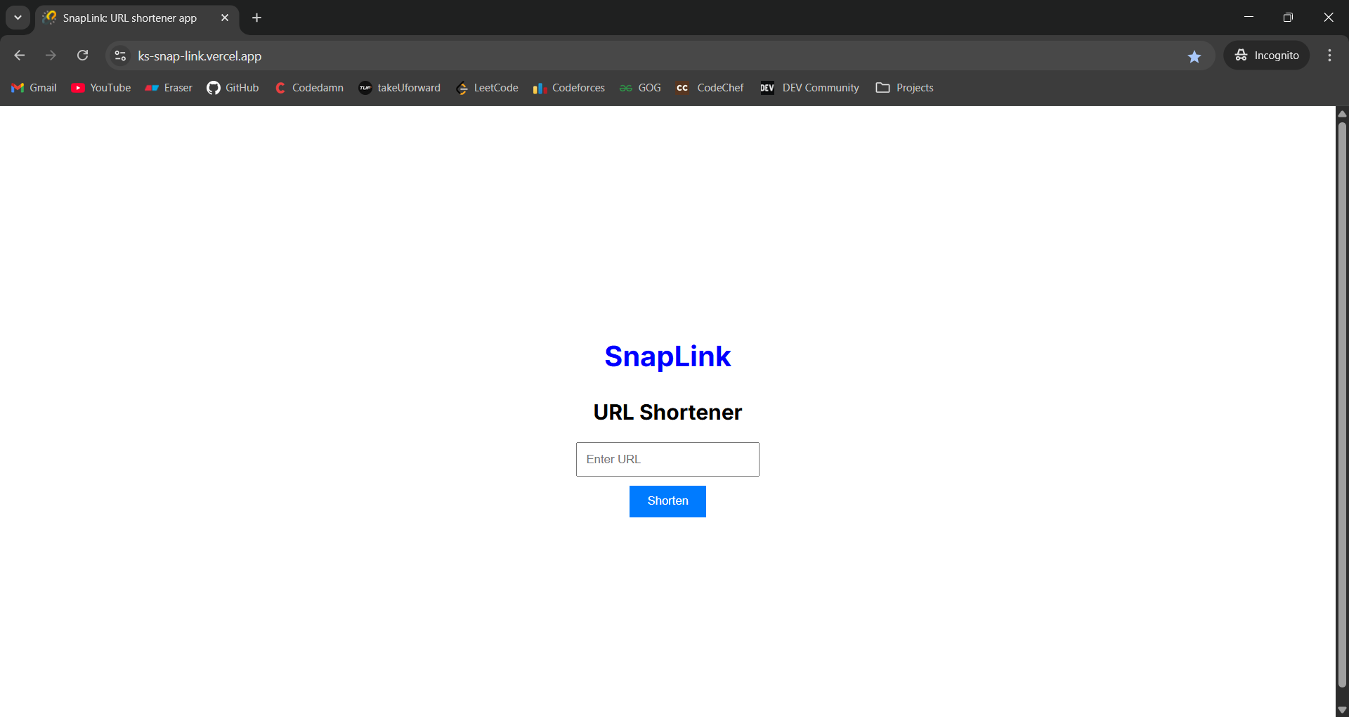 SnapLink: URL Shortener App